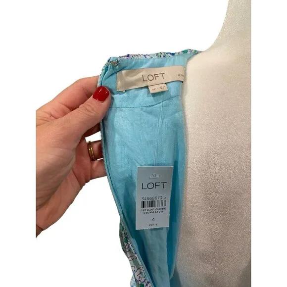 NWT Ann Taylor LOFT Petite Bloom Crossover Halter high Neck Dress 4P - Picture 7 of 8